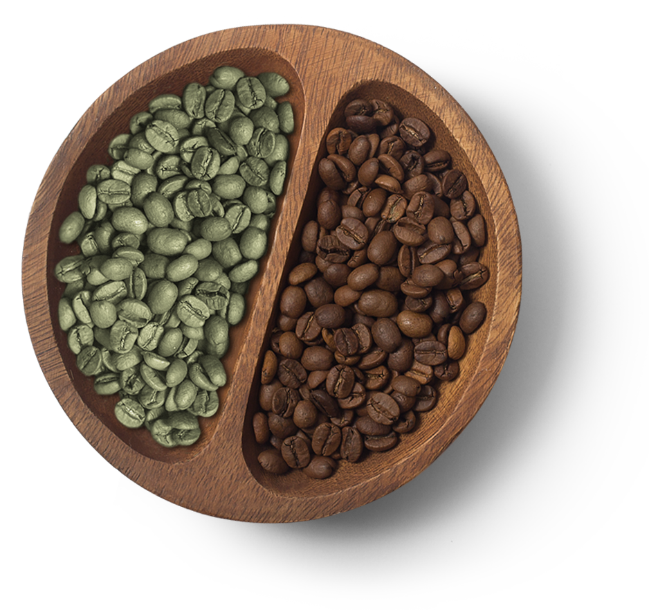 Harrisons green and roasted coffee beans